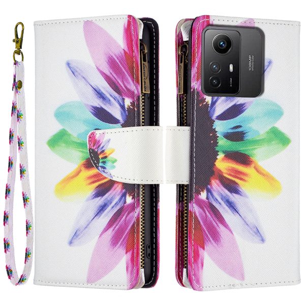 BF03 Zipper Pocket Wallet Case for Xiaomi Redmi Note 12S 4G PU Leather Stand Pattern Printing Phone Cover Online Sale