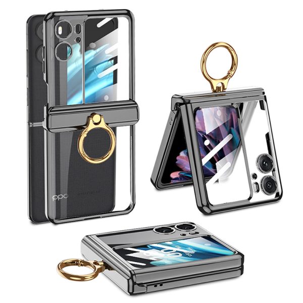 GKK For Oppo Find N2 Flip 5G Hard PC Phone Case Finger Ring Kickstand Cover with Tempered Glass Small Screen Film Online