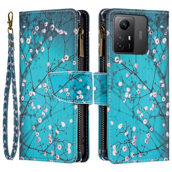 BF03 Zipper Pocket Wallet Case for Xiaomi Redmi Note 12S 4G PU Leather Stand Pattern Printing Phone Cover Online Sale