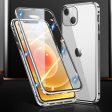 Phone Case for iPhone 15 Plus Magnetic Adsorption Metal Frame + Double-sided Tempered Glass Clear Phone Cover For Sale