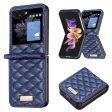 BINFEN COLOR For Samsung Galaxy Z Flip5 5G PU Leather+PC Case Imprinted Rhombus Pattern Phone Cover Sale