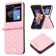 BINFEN COLOR For Samsung Galaxy Z Flip5 5G PU Leather+PC Case Imprinted Rhombus Pattern Phone Cover Sale