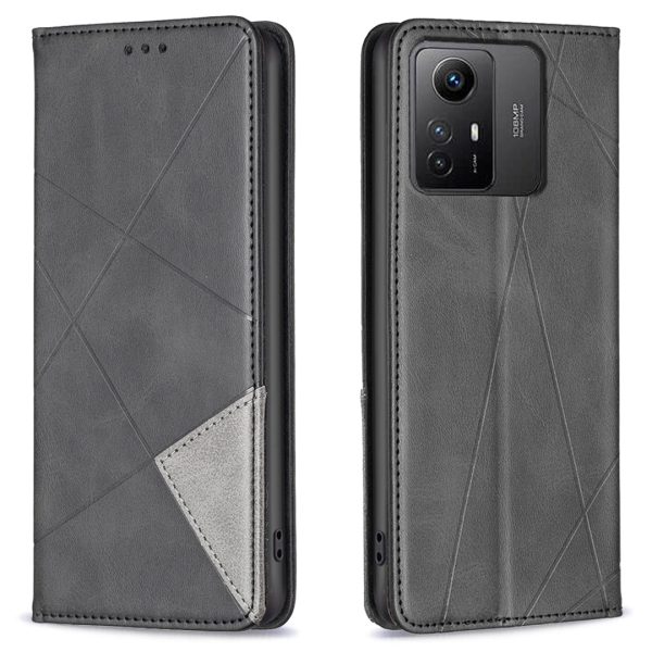 For Xiaomi Redmi Note 12S 4G Splicing Style Phone Case Imprinted Line Stand Card Holder Leather Cover Cheap