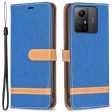 For Xiaomi Redmi Note 12S 4G Stand Case Jeans Cloth Splicing Wallet PU Leather + TPU Phone Cover For Sale