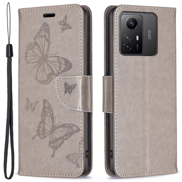 For Xiaomi Redmi Note 12S 4G Stand Wallet Phone Case Butterfly Imprinted Leather Flip Cover with Strap For Discount