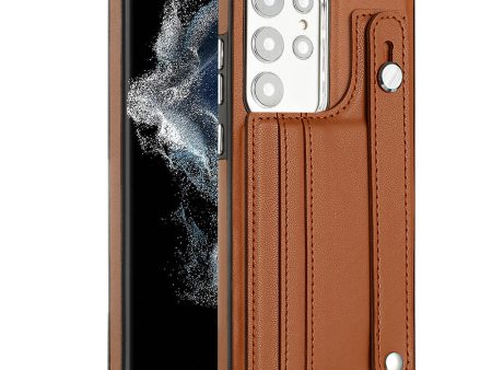 YB Leather Coating Series-5 For Samsung Galaxy S23 Ultra Kickstand Case Leather Coated TPU Phone Cover with Card Slots Cheap