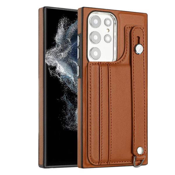 YB Leather Coating Series-5 For Samsung Galaxy S23 Ultra Kickstand Case Leather Coated TPU Phone Cover with Card Slots Cheap