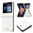 BINFEN COLOR For Samsung Galaxy Z Flip5 5G PU Leather+PC Case Imprinted Rhombus Pattern Phone Cover Sale