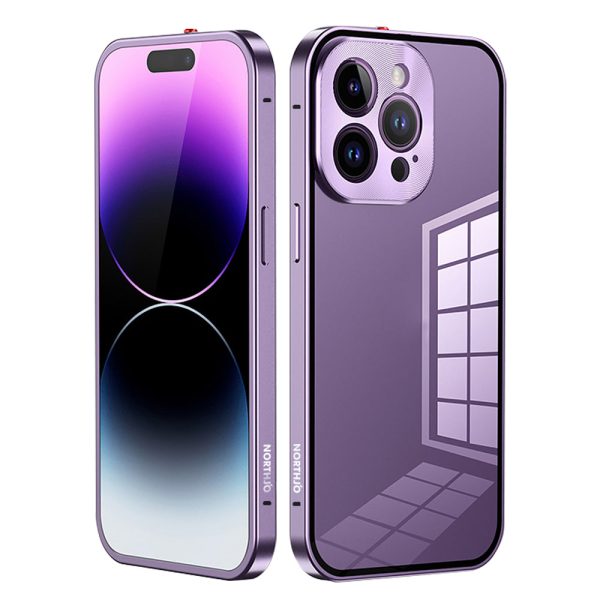 NORTHJO For iPhone 14 Pro Safety Lock Phone Case Aluminum Alloy Frame+Tempered Glass Double Sided Protection Cover Cheap