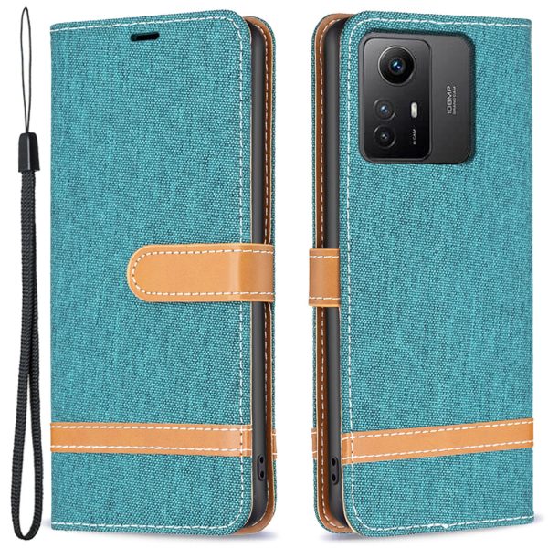 For Xiaomi Redmi Note 12S 4G Stand Case Jeans Cloth Splicing Wallet PU Leather + TPU Phone Cover For Sale