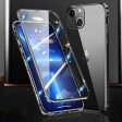 Phone Case for iPhone 15 Plus Magnetic Adsorption Metal Frame + Double-sided Tempered Glass Clear Phone Cover For Sale