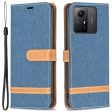 For Xiaomi Redmi Note 12S 4G Stand Case Jeans Cloth Splicing Wallet PU Leather + TPU Phone Cover For Sale