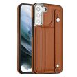 YB Leather Coating Series-5 For Samsung Galaxy S22 5G Card Slots Scratch-proof Cover Leather Coated TPU Kickstand Case For Cheap