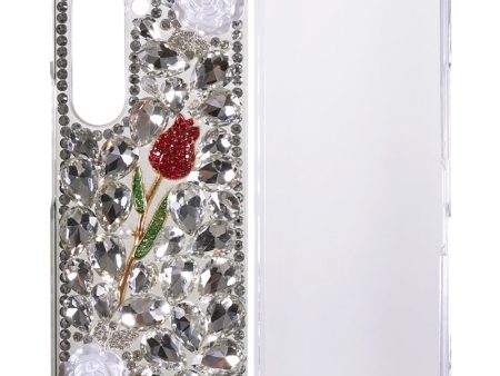 Rhinestone Decor Phone Case for Samsung Galaxy Z Fold5 5G , 2-Piece Design Hard PC Phone Cover Cheap