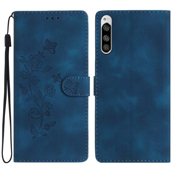 Flower Imprint Leather Case for Sony Xperia 5 , Wallet Stand Mobile Phone Protective Cover For Discount