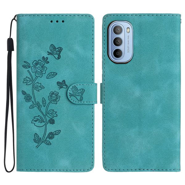 For Motorola Moto G62 5G Magnetic Phone Case Imprinted Flower Wallet Stand Leather Mobile Phone Cover Hot on Sale