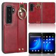 For Microsoft Surface Duo 2 Leather Coating Phone Cover PC+TPU Wristband Case with Neck Strap Cheap