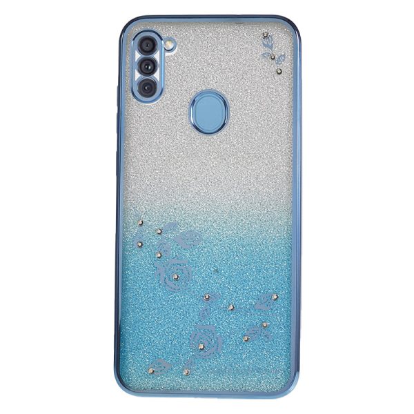 KADEM For Samsung Galaxy A11 (EU Version) Rhinestone Flower Mobile Case Glitter Gradient Flexible TPU Cover Fashion