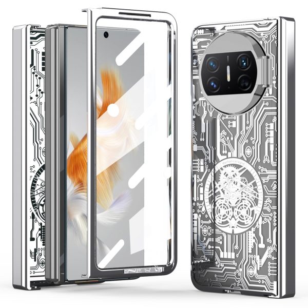 For Huawei Mate X3 5G Mechanical Legend Series Phone Case Electroplating PC Cover with Tempered Glass Film For Sale