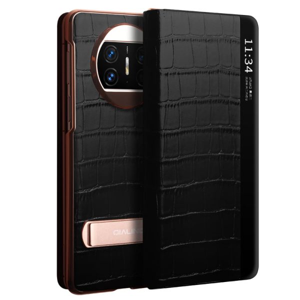 QIALINO For Huawei Mate X3 5G Genuine Cow Leather Case Magnetic Auto Wake   Sleep Anti-Drop Phone Cover with Kickstand For Discount