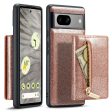 DG.MING M3 Series For Google Pixel 7a Glittery PU Leather Coated PC+TPU Back Case with Magnetic Detachable Wallet Sale