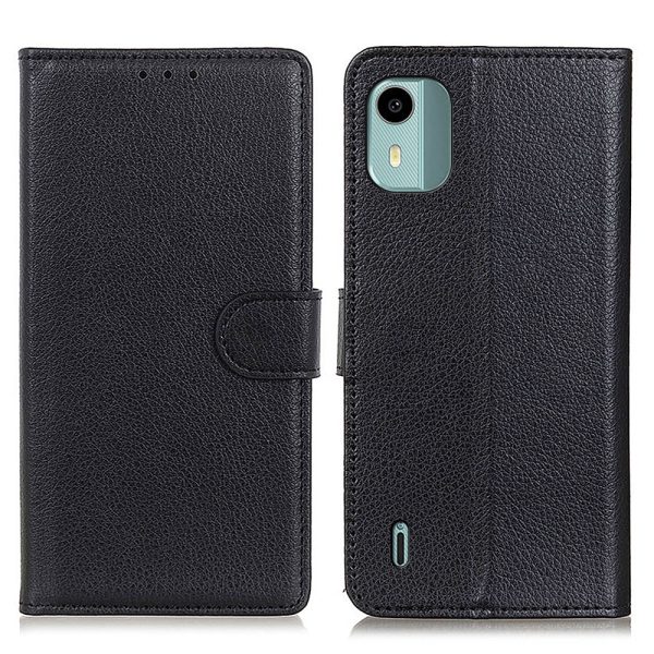 For Nokia C12 4G   C12 Plus   C12 Pro Litchi Texture Leather Wallet Mobile Case Flip Stand Drop-proof Phone Cover on Sale