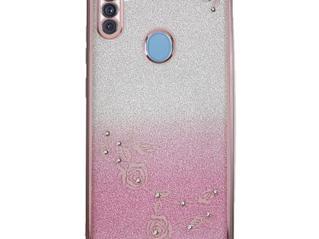 KADEM For Samsung Galaxy A11 (EU Version) Rhinestone Flower Mobile Case Glitter Gradient Flexible TPU Cover Fashion