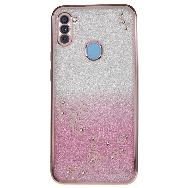 KADEM For Samsung Galaxy A11 (EU Version) Rhinestone Flower Mobile Case Glitter Gradient Flexible TPU Cover Fashion