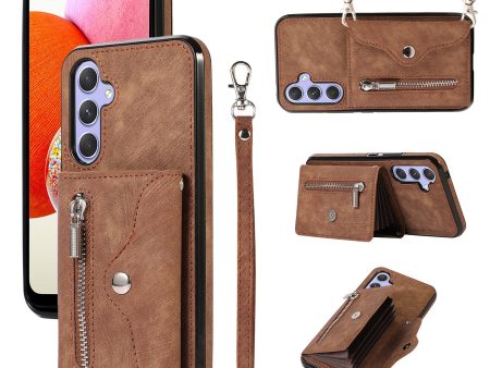 For Samsung Galaxy A14 4G   5G Phone Carrying Pouch RFID Blocking Card Bag Kickstand PU Leather+TPU Case on Sale