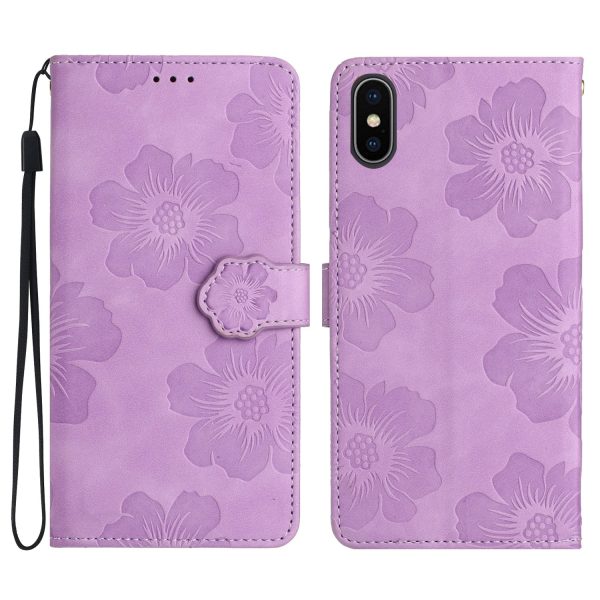 For iPhone X   XS 5.8 inch Flowers Imprint Mobile Case PU Leather Wallet Anti-drop Stand Cover For Cheap