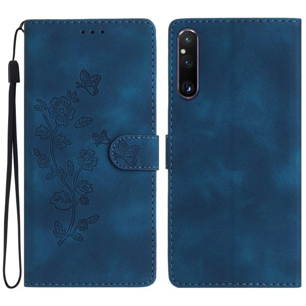 Flower Imprint Leather Case for Sony Xperia 1 V , Wallet Stand Anti-scratch Mobile Phone Cover Online Sale