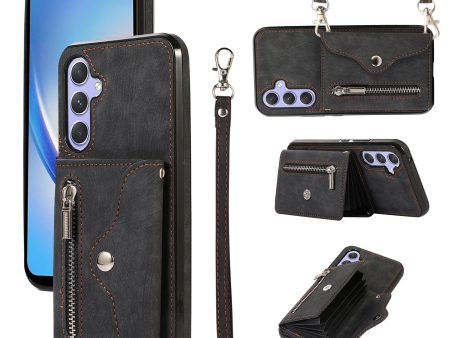 For Samsung Galaxy A34 5G Anti-Scratch Phone Case Kickstand PU Leather+TPU RFID Blocking Card Bag Cover Sale