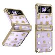 For Samsung Galaxy Z Flip4 5G Hinge Protection Hard PC Phone Case Stars Pattern Electroplating Cover For Sale