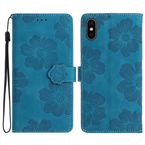 For iPhone X   XS 5.8 inch Flowers Imprint Mobile Case PU Leather Wallet Anti-drop Stand Cover For Cheap