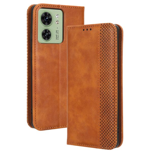 For Motorola Edge 40 5G Retro Stand PU Leather Magnetic Phone Case Wallet Anti-Scratch Mobile Phone Cover For Sale