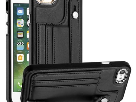 For iPhone SE (2020)   (2022)   8   7 4.7 inch Kickstand Case YB Leather Coating Series-5 Card Holder TPU Phone Cover Online now