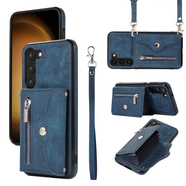 Anti-Dust PU Leather+TPU Phone Case for Samsung Galaxy S23 RFID Blocking Card Bag Kickstand Cover For Sale