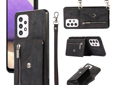 Phone Case for Samsung Galaxy A32 5G   M32 5G PU Leather+TPU Shell with RFID Blocking Card Bag and Kickstand Fashion