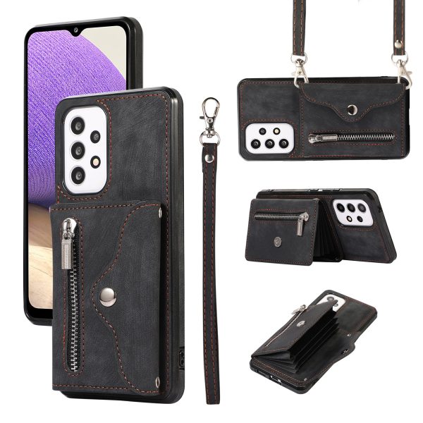 Phone Case for Samsung Galaxy A32 5G   M32 5G PU Leather+TPU Shell with RFID Blocking Card Bag and Kickstand Fashion