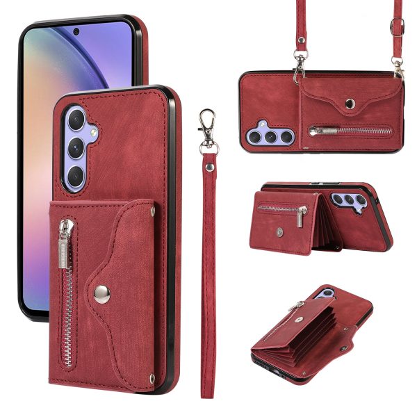 For Samsung Galaxy A54 5G RFID Blocking Mobile Phone Cover Card Bag Kickstand PU Leather Coated TPU Cover on Sale