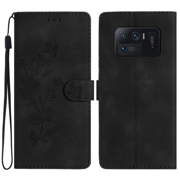 For Xiaomi Mi 11 Ultra Wallet Phone Shell Imprinted Flower Anti-Scratch Leather Mobile Phone Stand Case For Discount