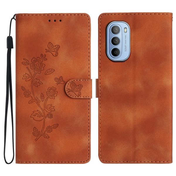 For Motorola Moto G62 5G Magnetic Phone Case Imprinted Flower Wallet Stand Leather Mobile Phone Cover Hot on Sale