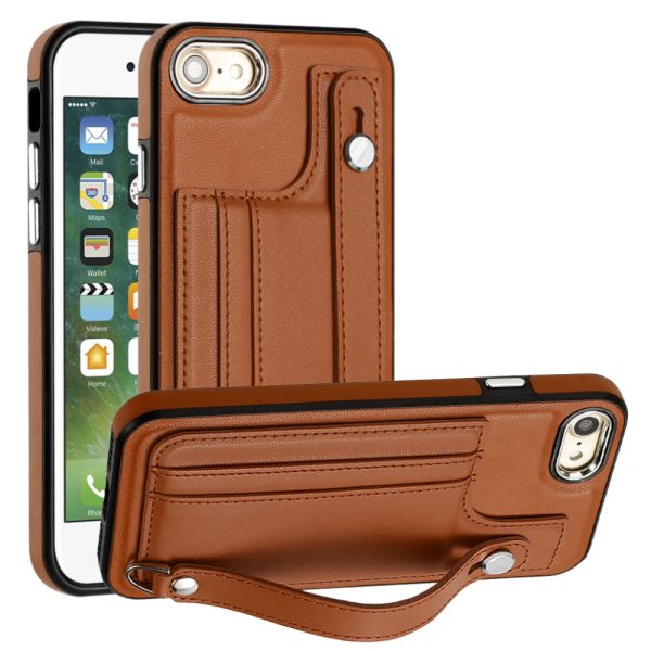 For iPhone SE (2020)   (2022)   8   7 4.7 inch Kickstand Case YB Leather Coating Series-5 Card Holder TPU Phone Cover Online now