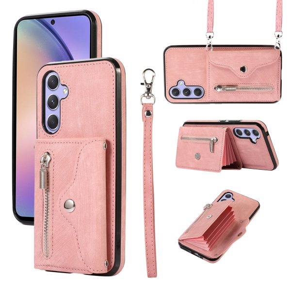 For Samsung Galaxy A54 5G RFID Blocking Mobile Phone Cover Card Bag Kickstand PU Leather Coated TPU Cover on Sale