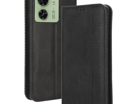 For Motorola Edge 40 5G Retro Stand PU Leather Magnetic Phone Case Wallet Anti-Scratch Mobile Phone Cover For Sale