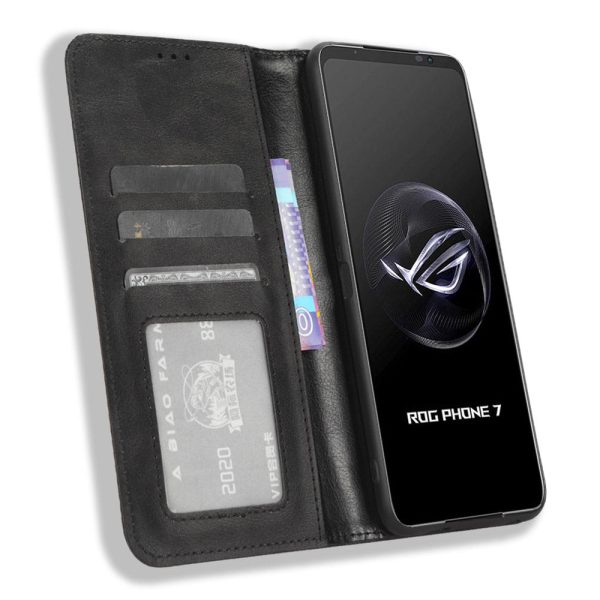 For Asus ROG Phone 7 5G Retro PU Leather Cover Stand Wallet Magnetic Closure Mobile Phone Case Online Hot Sale