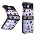 For Samsung Galaxy Z Flip4 5G Hinge Protection Hard PC Phone Case Stars Pattern Electroplating Cover For Sale