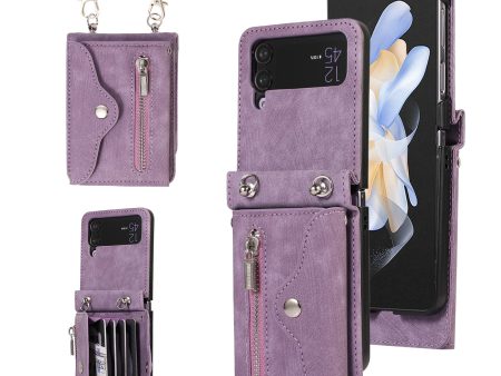 Phone Case for Samsung Galaxy Z Flip3 5G RFID Blocking Card Bag PU Leather+TPU Cover with Kickstand Hot on Sale