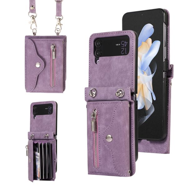 Phone Case for Samsung Galaxy Z Flip3 5G RFID Blocking Card Bag PU Leather+TPU Cover with Kickstand Hot on Sale