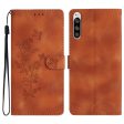 Flower Imprint Leather Case for Sony Xperia 5 , Wallet Stand Mobile Phone Protective Cover For Discount